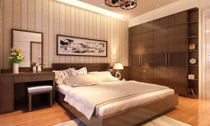 Sự kết hợp giữa sắc trắng của Kim và xanh dương của Thủy tạo nên không gian nghỉ ngơi lý tưởng cho gia chủ.